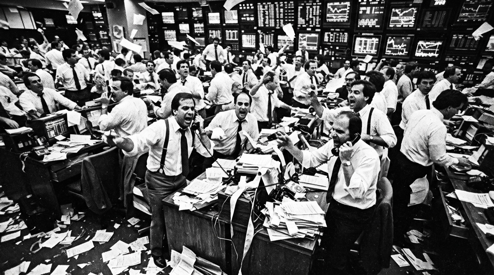 A trading floor at the close